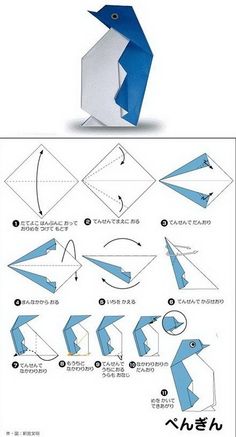 origami penguin instructions printable