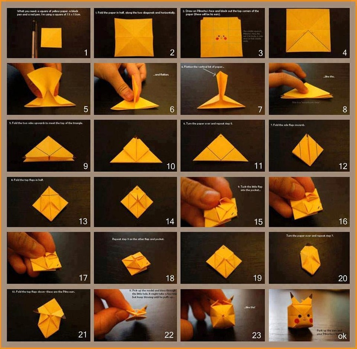 origami pikachu instructions easy