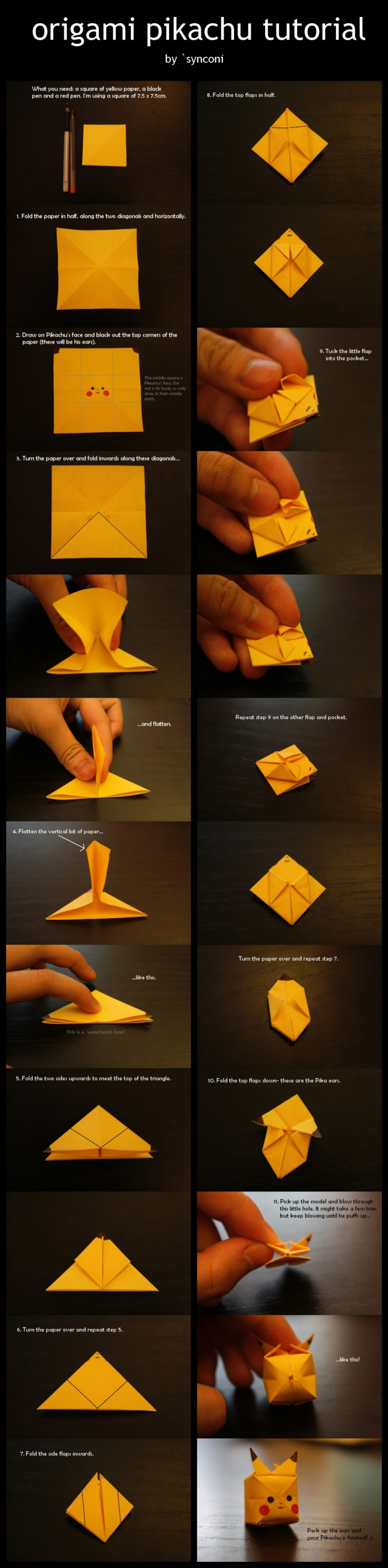origami pikachu instructions