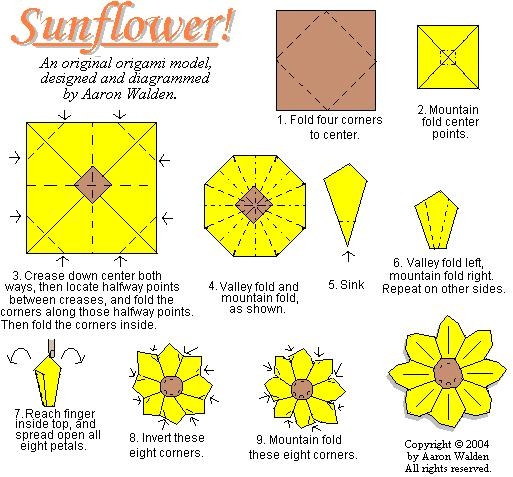 origami sunflower diagram