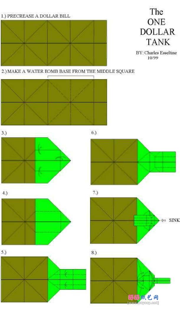 origami tank diagram