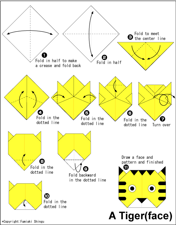 origami tiger face
