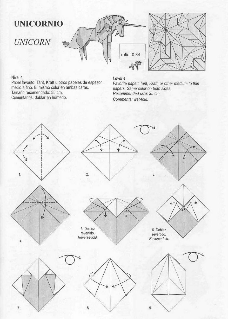 origami unicorn diagram