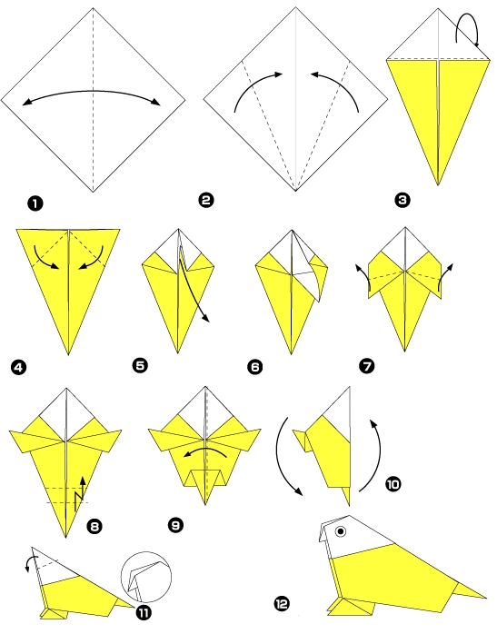 perroquet en origami