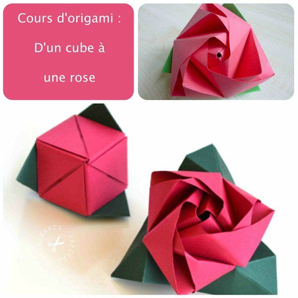 pliage origami rose