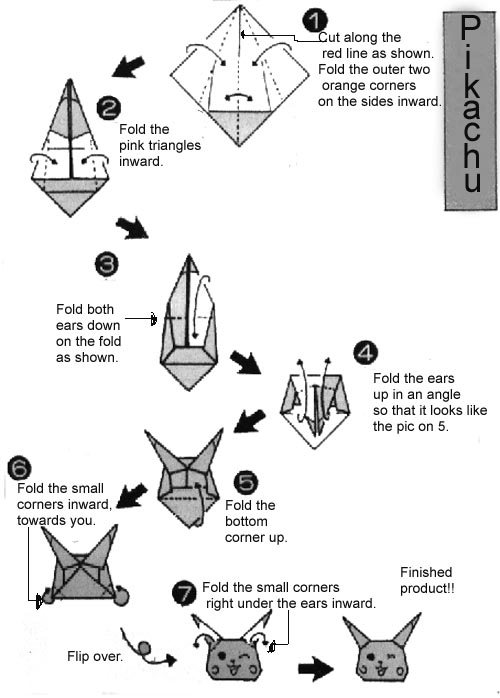 pokemon origami step by step