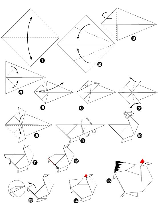 poule en origami facile