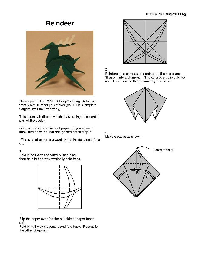 reindeer origami instructions