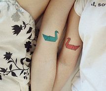 swan origami tattoo