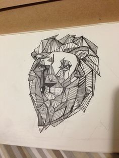 tatouage origami lion