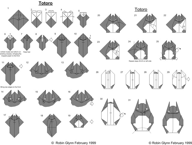 totoro origami instructions