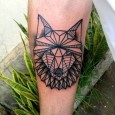 Wolf origami tattoo