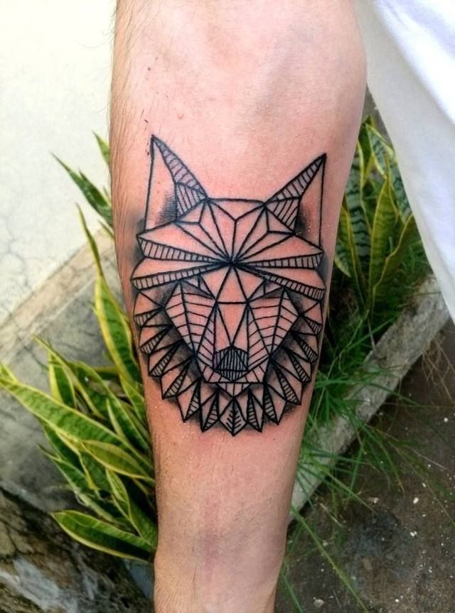 wolf origami tattoo