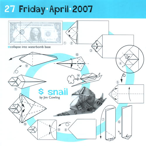 dollar bill origami snail instructions