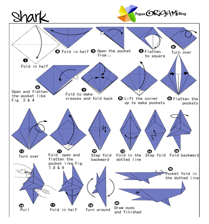 easy origami shark