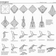 Origami hummingbird diagrams